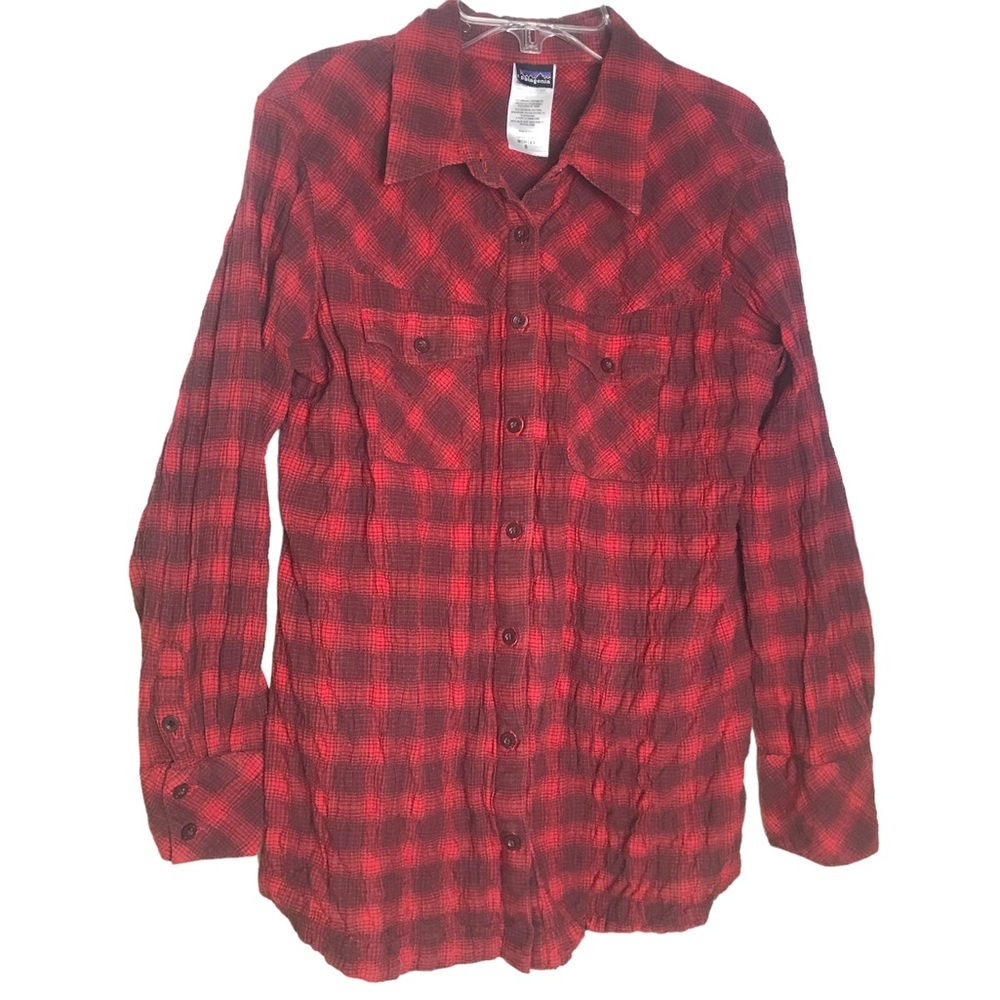 Patagonia Womens Longsleeve Organic Cotton Plaid Button Up Midweight Shirt Sz 6